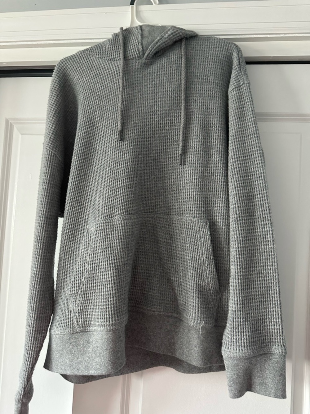 Express Gray Waffle-Knit Pullover Hoodie